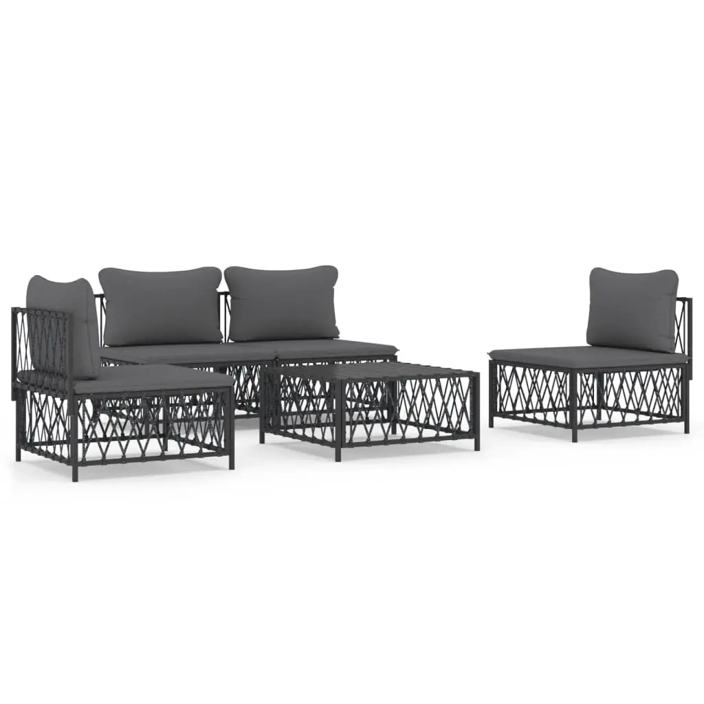 Garden Lounge Set Modular Steel Frame 5 Piece Anthracite