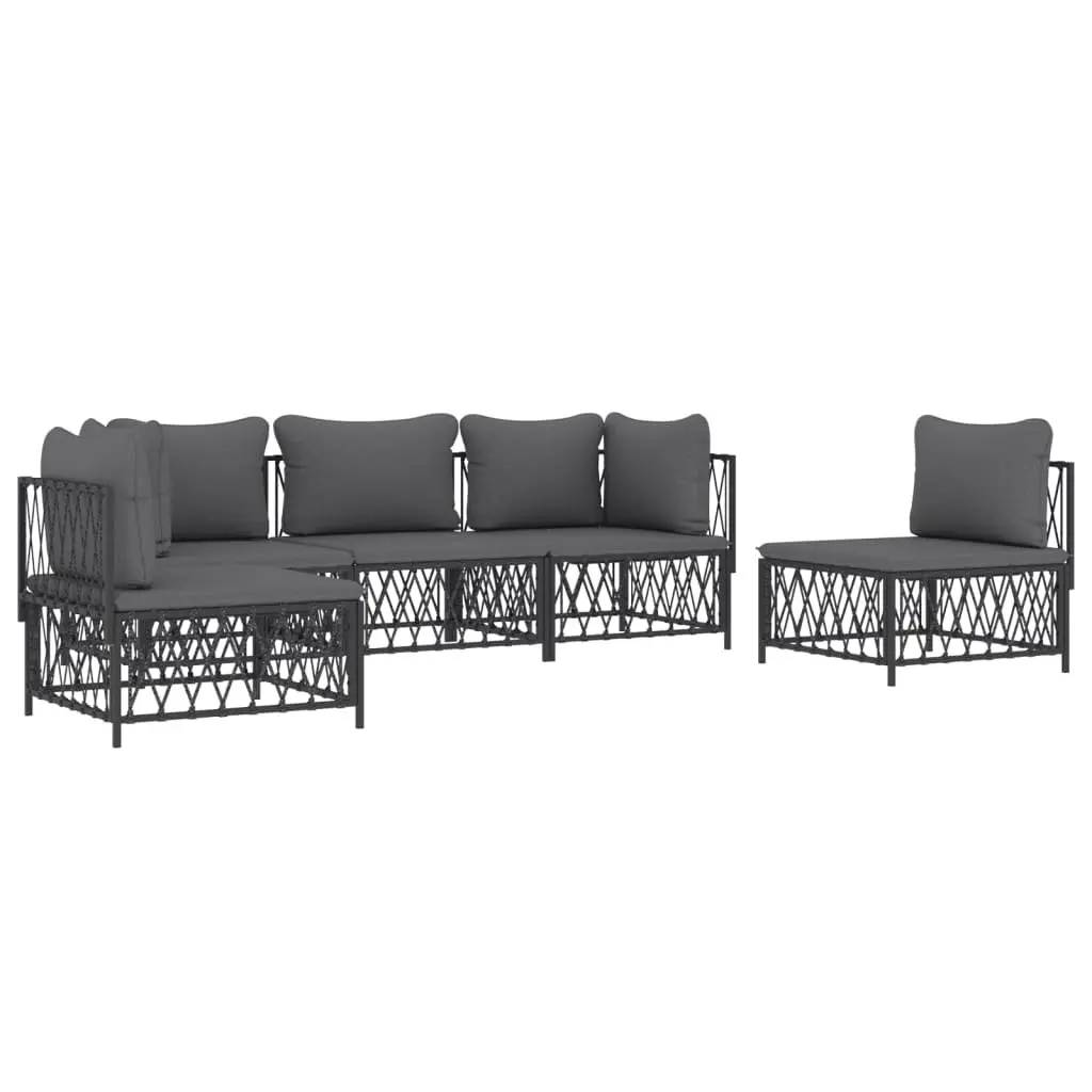Garden Lounge Set Modular Seating Powder-coated Steel 5 Piece Anthracite