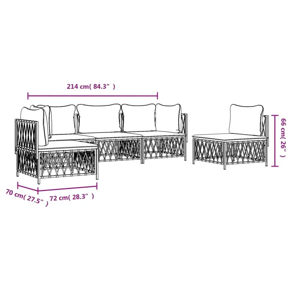 Garden Lounge Set Modular Seating Powder-coated Steel 5 Piece Anthracite