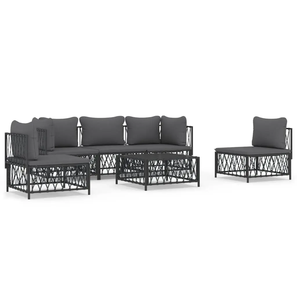 Outdoor Lounge Set 6 Piece Garden Furniture Anthracite Steel Frame with Cushions