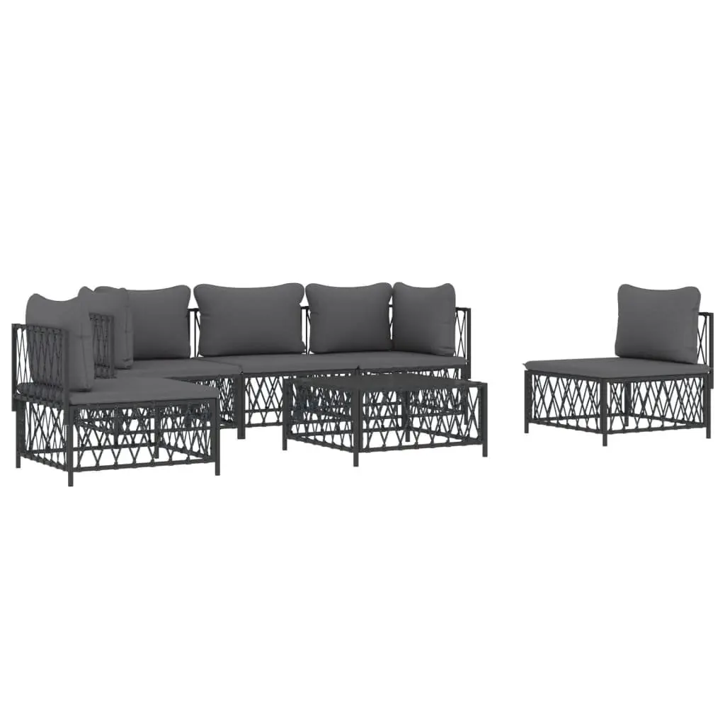 Outdoor Lounge Set 6 Piece Garden Furniture Anthracite Steel Frame with Cushions