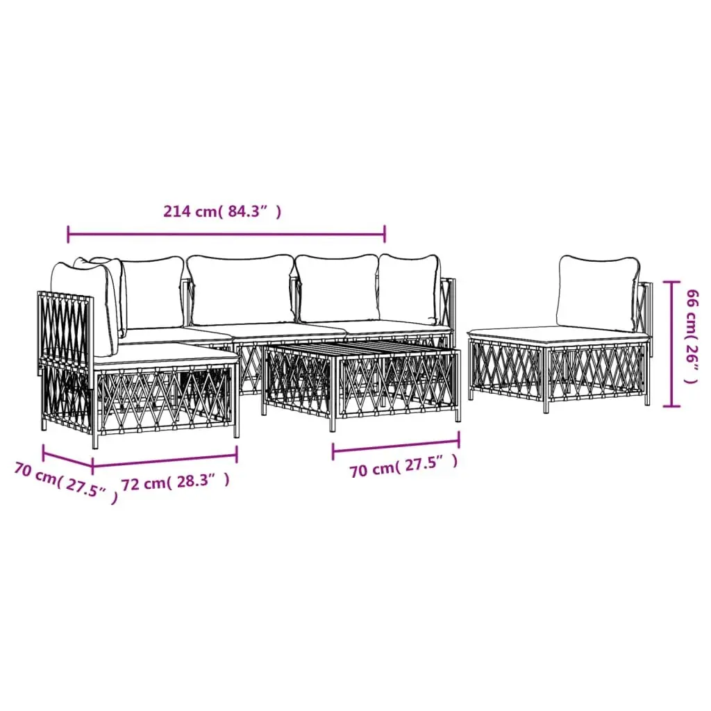 Outdoor Lounge Set 6 Piece Garden Furniture Anthracite Steel Frame with Cushions