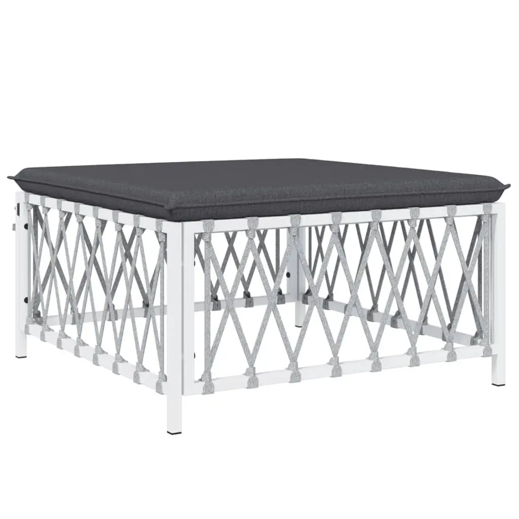 Garden Lounge Set Steel Frame 3 Piece White Cushions