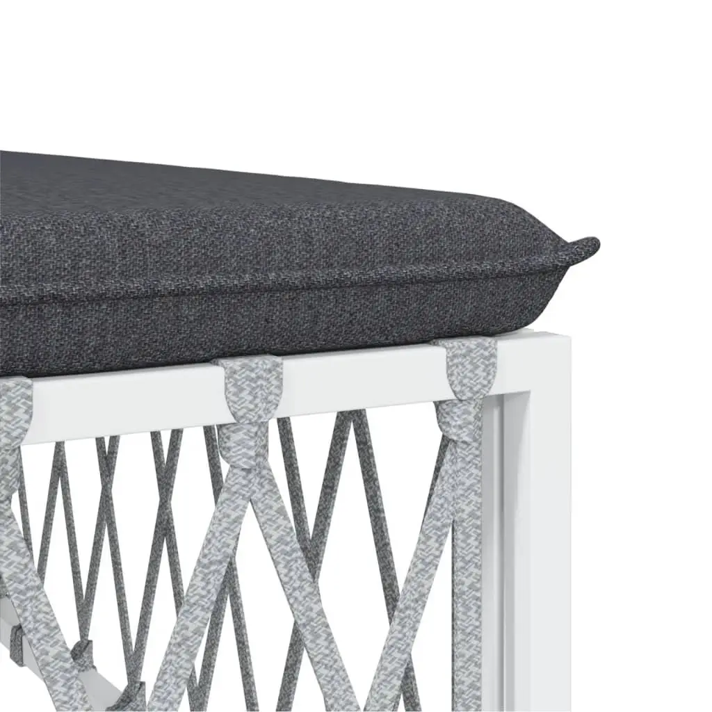 Garden Lounge Set Steel Frame 3 Piece White Cushions