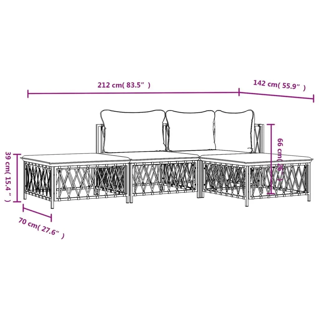 4 Piece Garden Lounge Set Powder-coated Steel Frame Woven Fabric Cushions Anthracite
