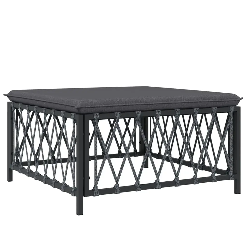 Garden Lounge Set Modular Steel Frame Woven Fabric Cushioned 6 Piece Anthracite