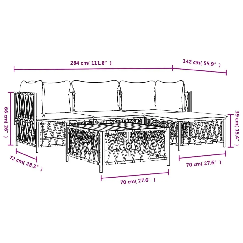 Garden Lounge Set 4 Piece Outdoor Furniture Anthracite Steel Frame with Cushions