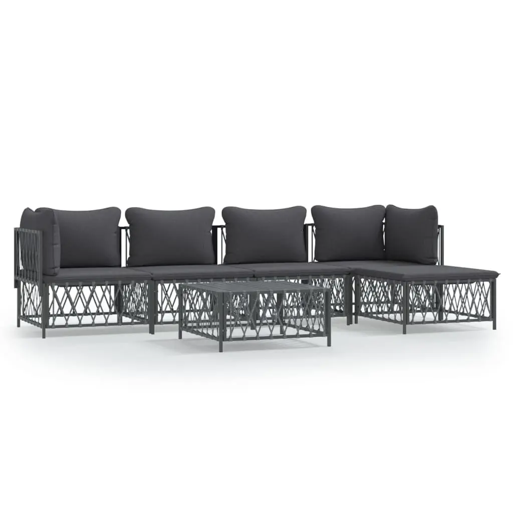 Garden Lounge Set Modular Powder-coated Steel 6 Piece Anthracite