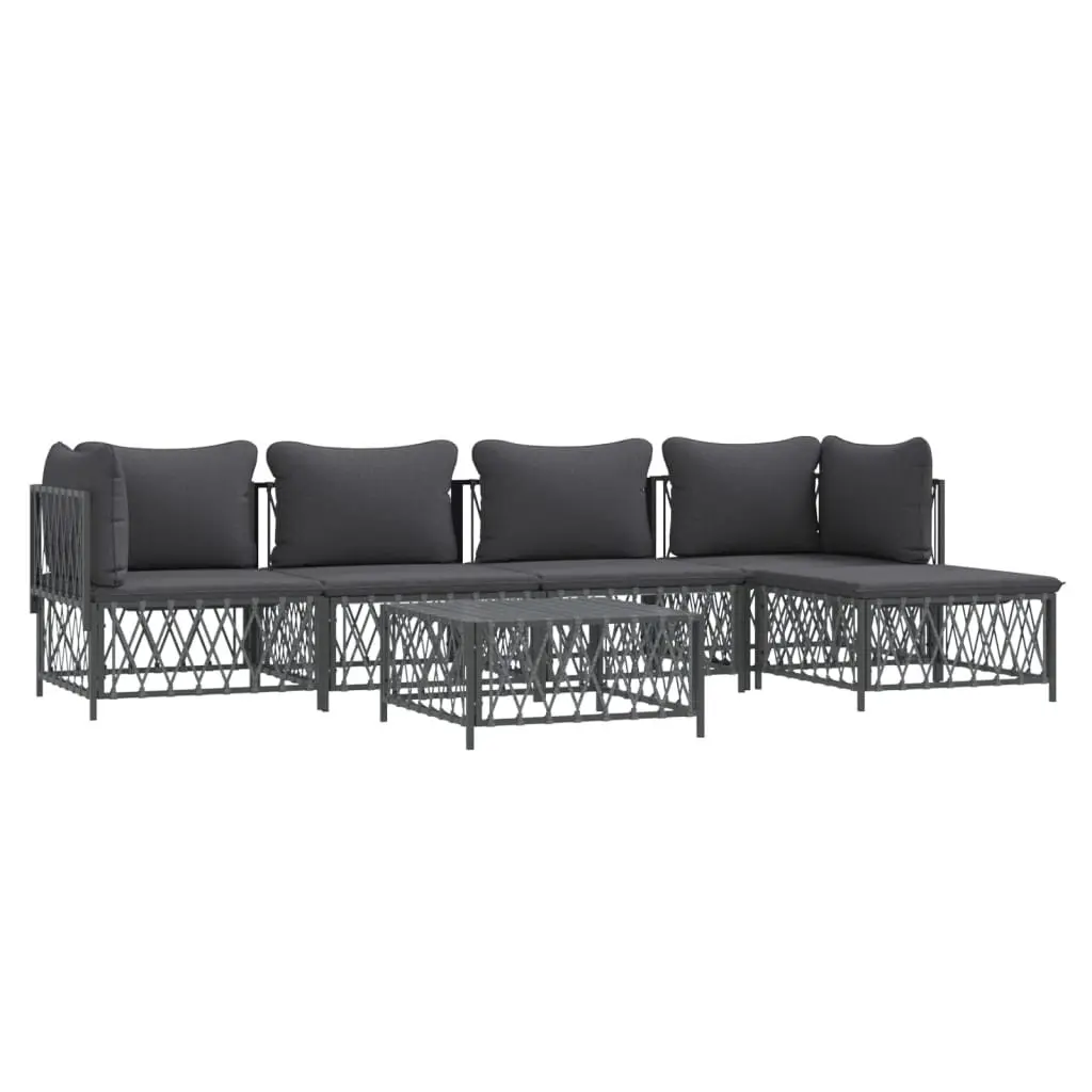 Garden Lounge Set Modular Powder-coated Steel 6 Piece Anthracite
