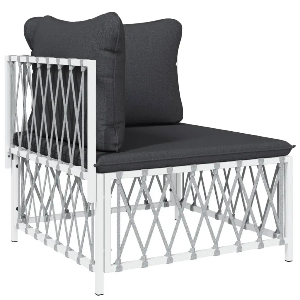 Garden Lounge Set 4 Piece Outdoor Furniture White Steel Frame Cushions Sofa