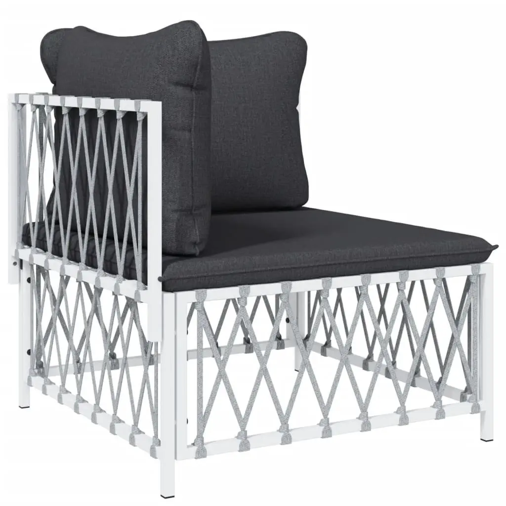 Garden Lounge Set 6 Piece Modular Outdoor Furniture White Powder-coated Steel Frame with Cushions