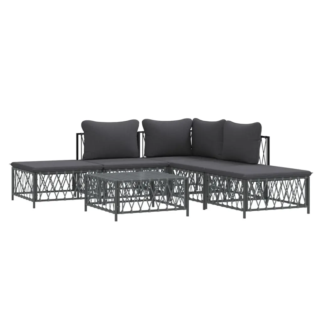 Garden Lounge Set Modular Woven Fabric 6 Piece Anthracite Powder-coated Steel Frame