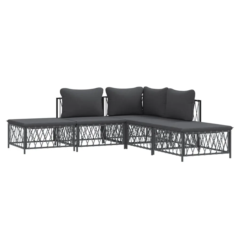 Garden Lounge Set Steel Frame 5 Piece Outdoor Furniture Anthracite with Cushions