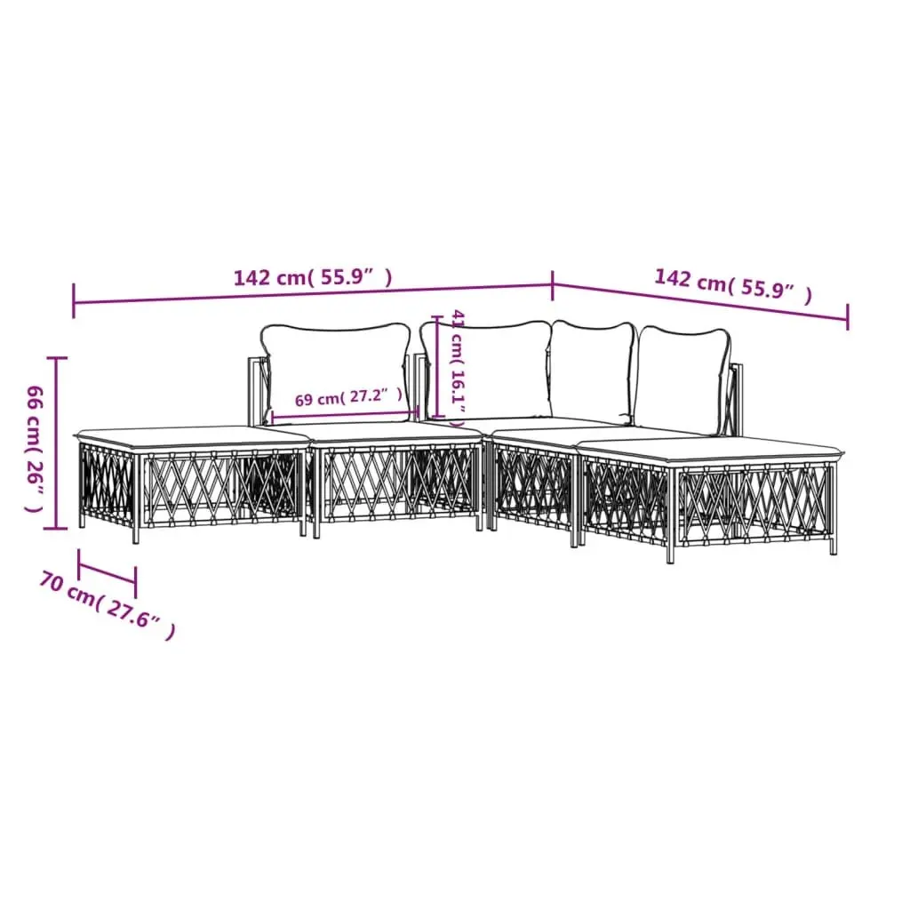 Garden Lounge Set Steel Frame 5 Piece Outdoor Furniture Anthracite with Cushions