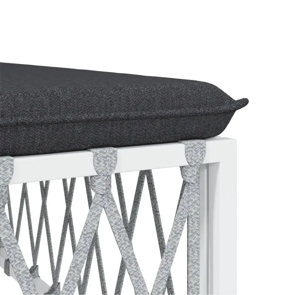 6 Piece Modular Garden Lounge Set White Powder-coated Steel Frame with Cushions