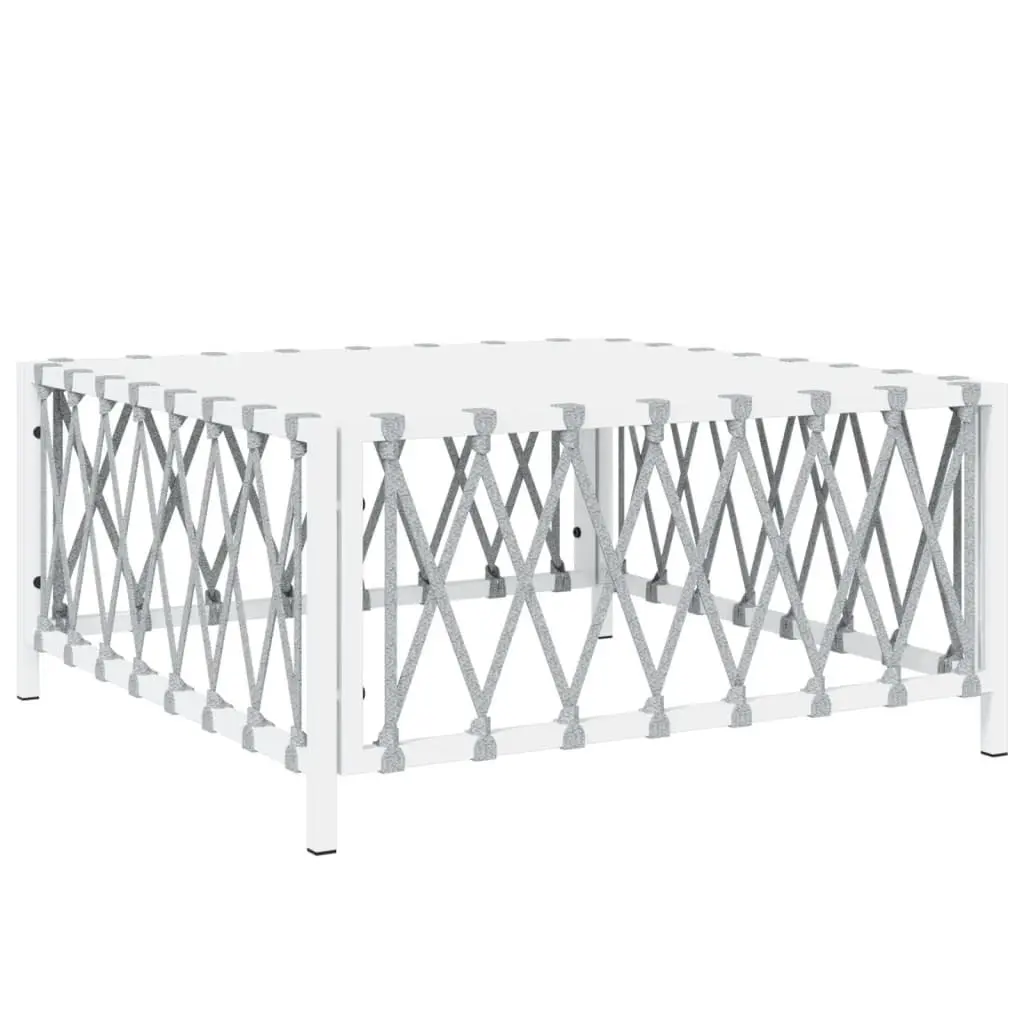 7 Piece Outdoor Lounge Set Steel Frame White with Cushions