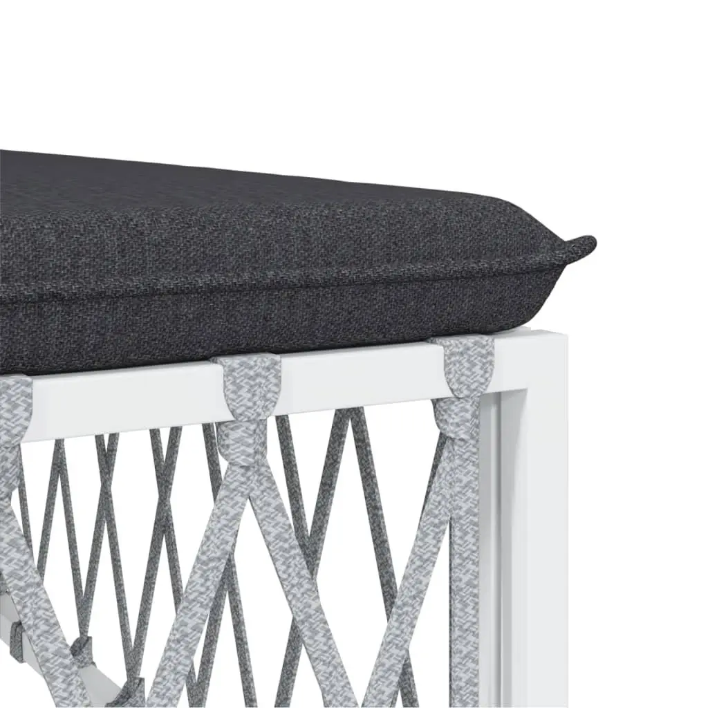 7 Piece Outdoor Lounge Set Steel Frame White with Cushions