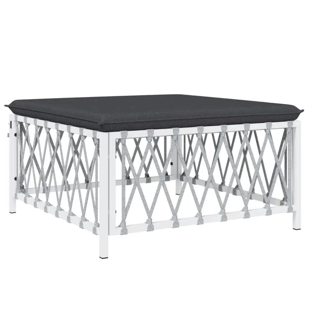 Garden Lounge Set Modular Outdoor Furniture 6 Piece White Powder-coated Steel Frame Woven Fabric Cushions
