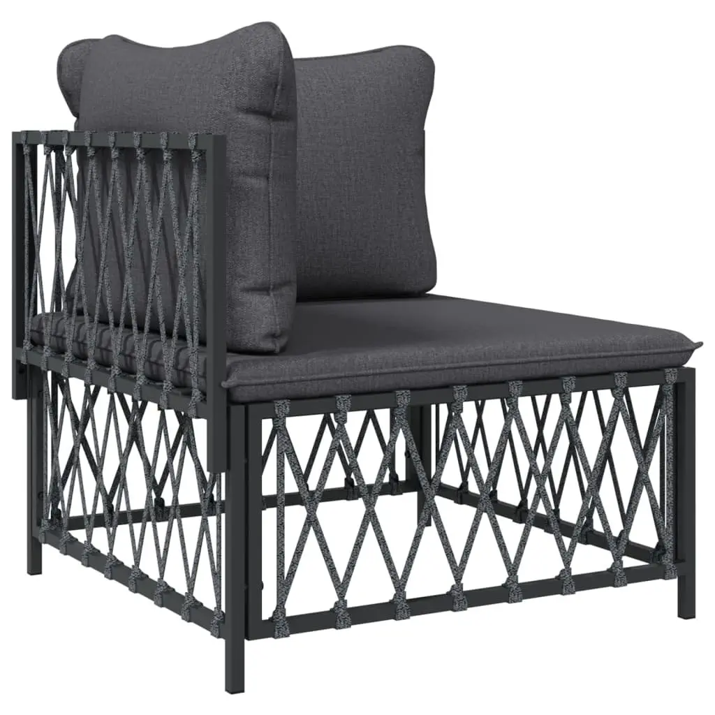 Garden Lounge Set Modular Woven Fabric Cushions 6 Piece Anthracite Powder-coated Steel Frame