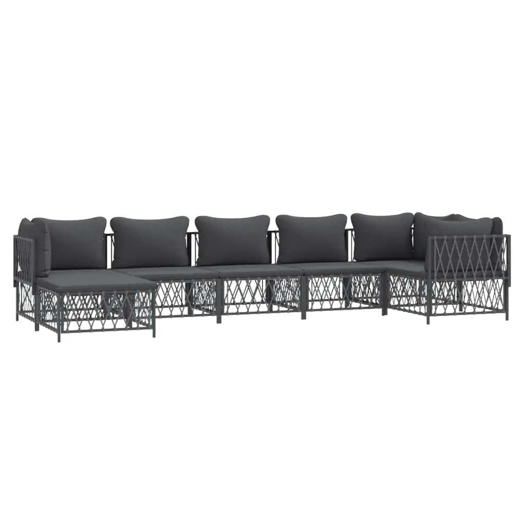 7 Piece Outdoor Lounge Set Modular Steel Frame Cushioned Anthracite Garden Sofa