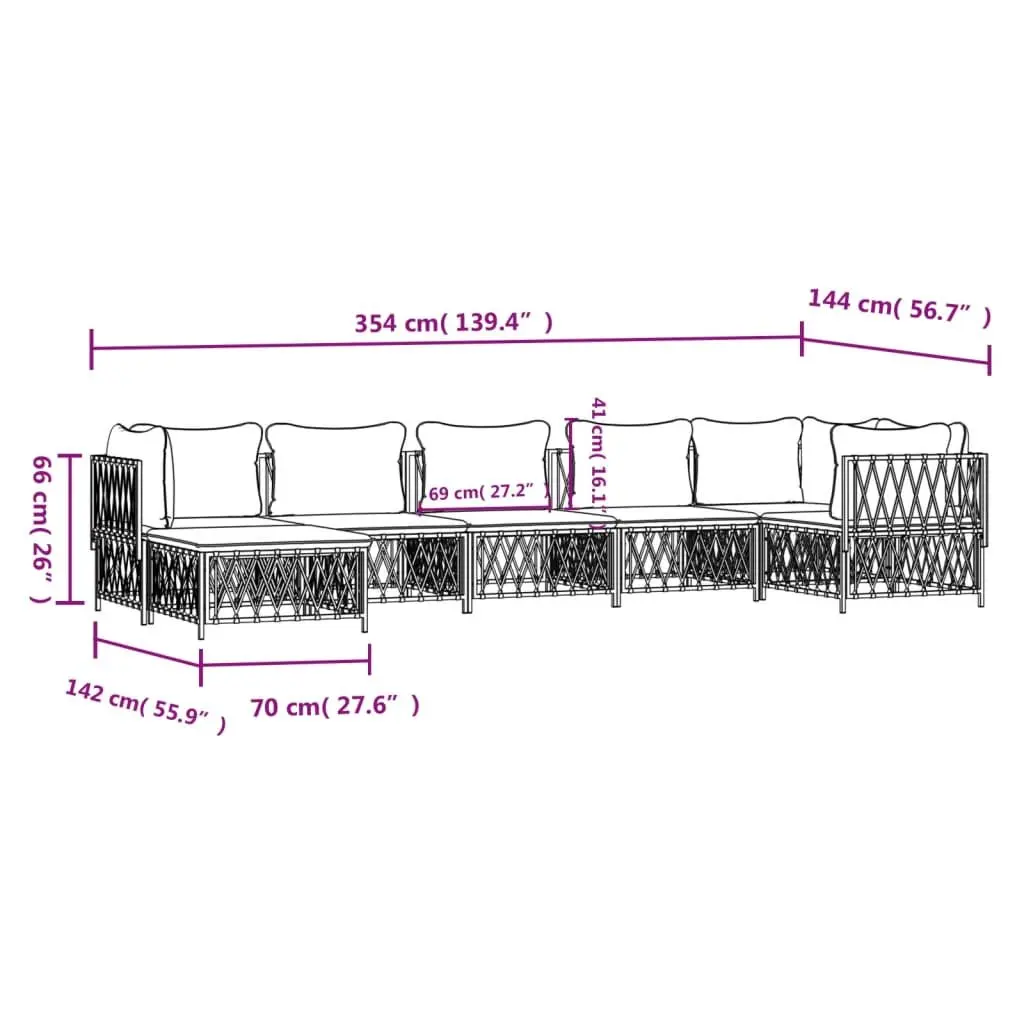 7 Piece Outdoor Lounge Set Modular Steel Frame Cushioned Anthracite Garden Sofa