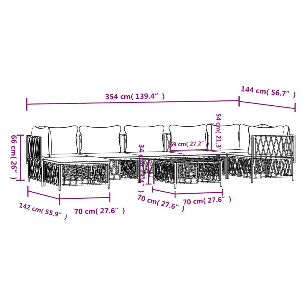 8-Piece Modular Lounge Set for Outdoor Use