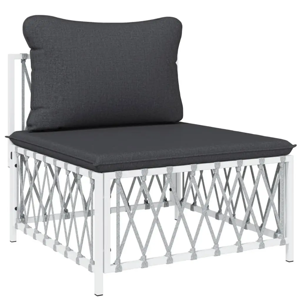 Garden Lounge Set 6 Piece Outdoor Furniture White Steel Frame Cushions