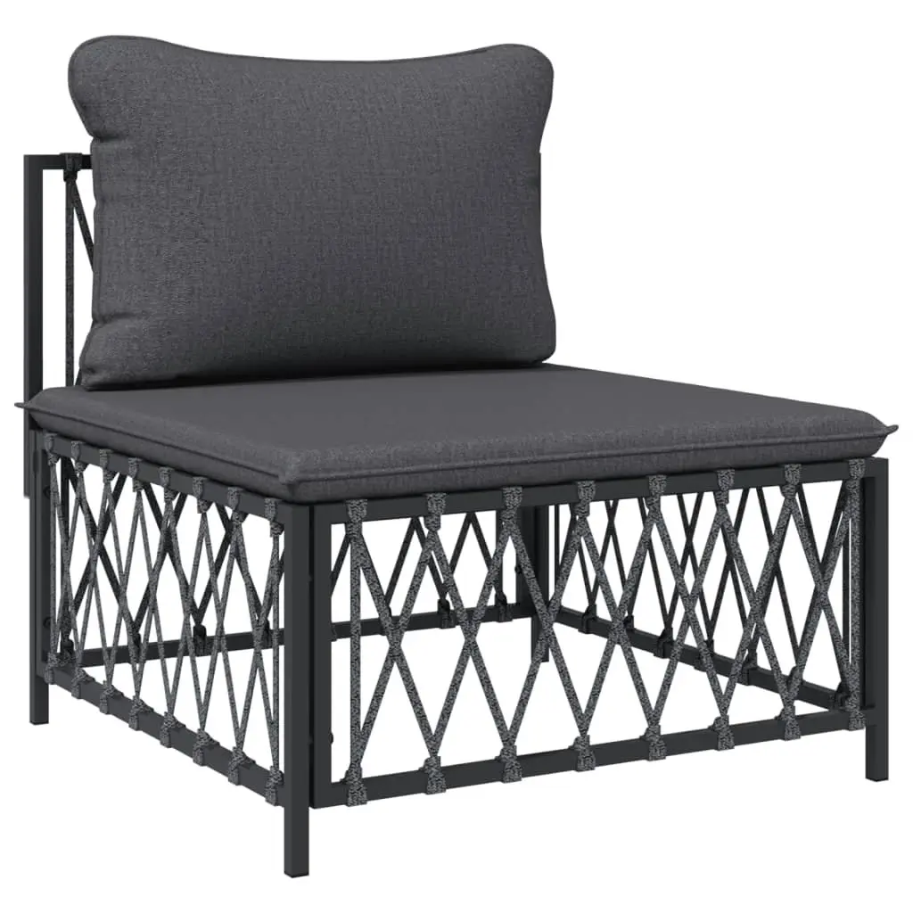 Garden Lounge Set 6 Piece Powder-coated Steel Frame Anthracite Woven Fabric Cushions
