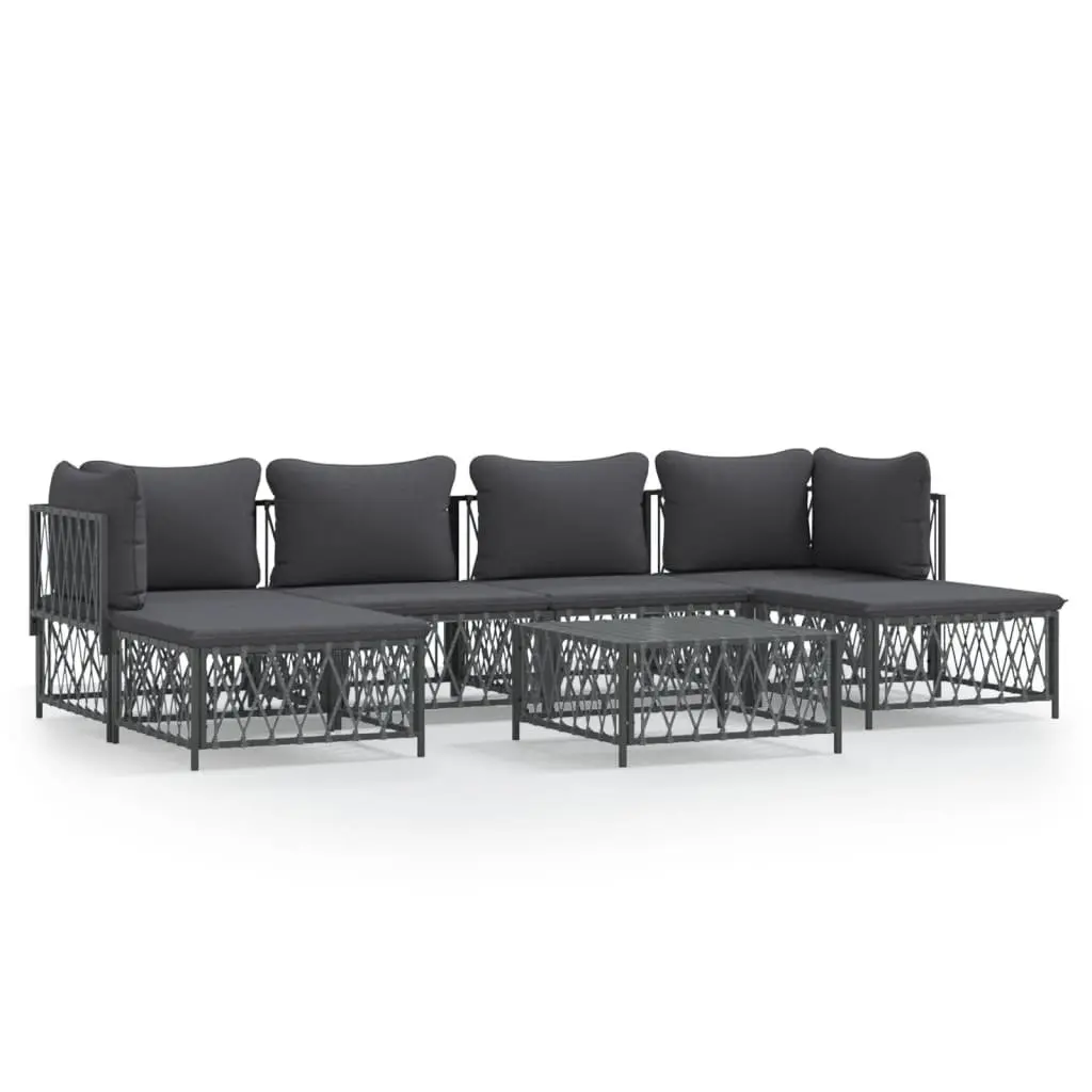Garden Lounge Set Modular Sofa 7 Piece Powder-coated Steel Anthracite