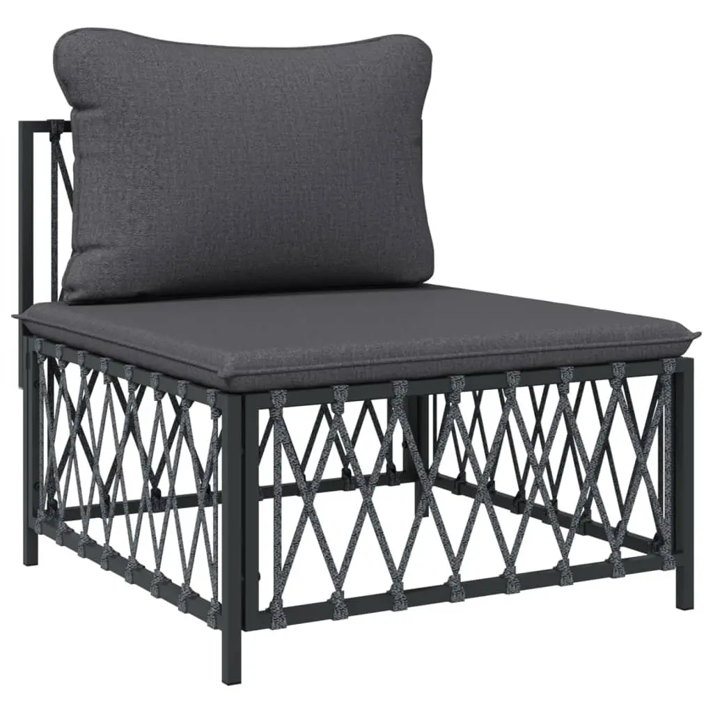 Garden Lounge Set Modular Sofa 7 Piece Powder-coated Steel Anthracite