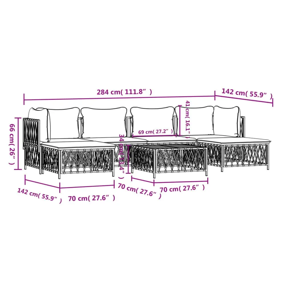Garden Lounge Set Modular Sofa 7 Piece Powder-coated Steel Anthracite