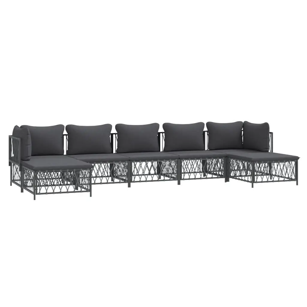 Garden Lounge Set 7 Piece Outdoor Furniture Anthracite Steel Frame Modular Sofa
