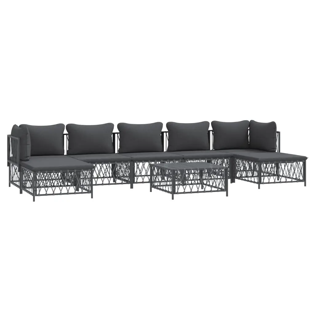Garden Lounge Set Modular Powder-coated Steel 8 Piece Anthracite