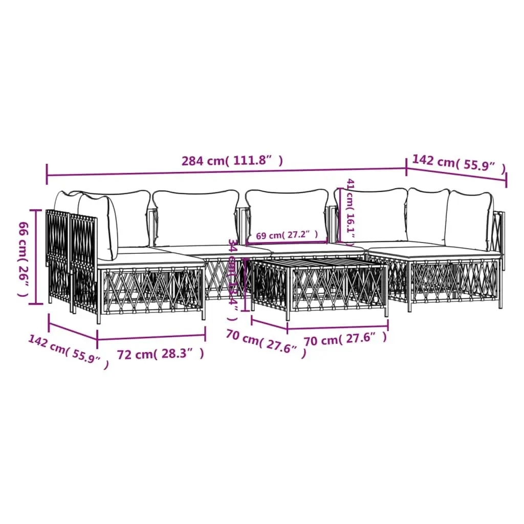 Garden Lounge Set 7 Piece Outdoor Furniture Modular Sofa with Cushions