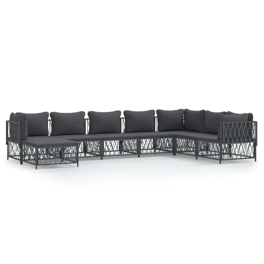 Modular Outdoor Lounge Set Powder-coated Steel 8 Piece Anthracite