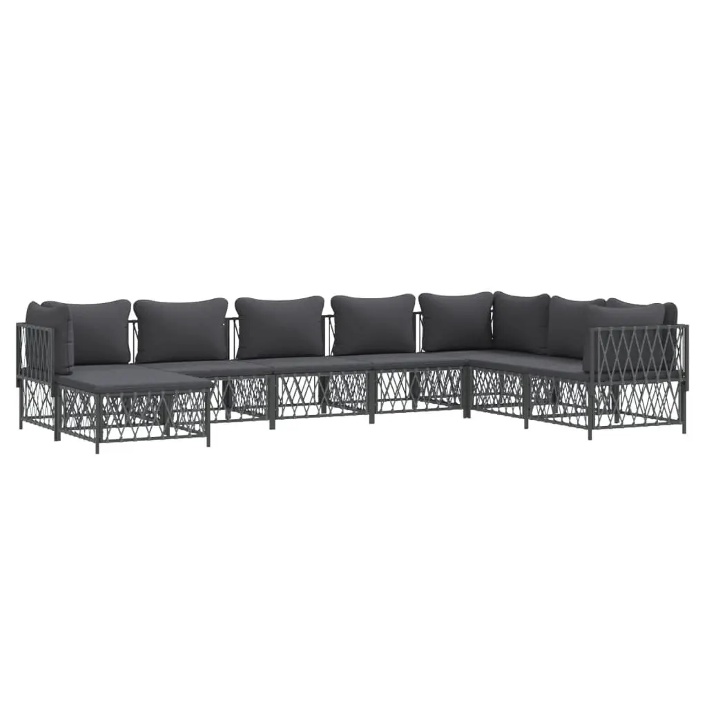 Modular Outdoor Lounge Set Powder-coated Steel 8 Piece Anthracite
