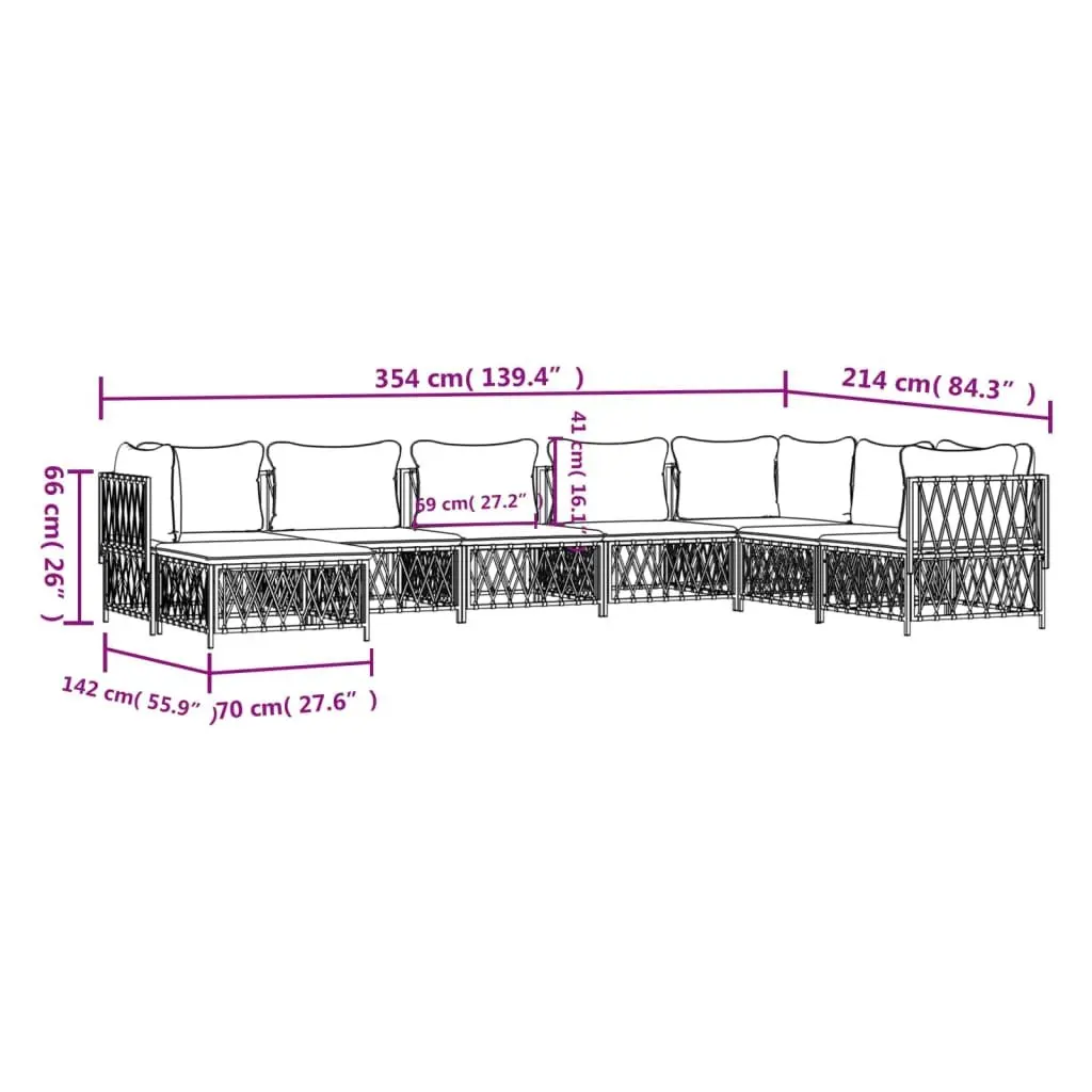 Modular Outdoor Lounge Set Powder-coated Steel 8 Piece Anthracite