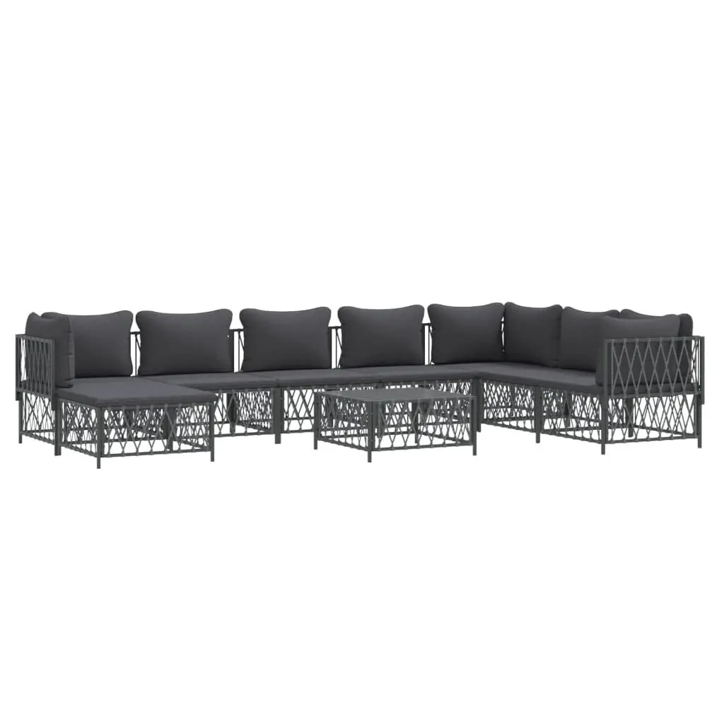 9 Piece Garden Lounge Set Modular Sofa Woven Fabric Anthracite Powder-coated Steel