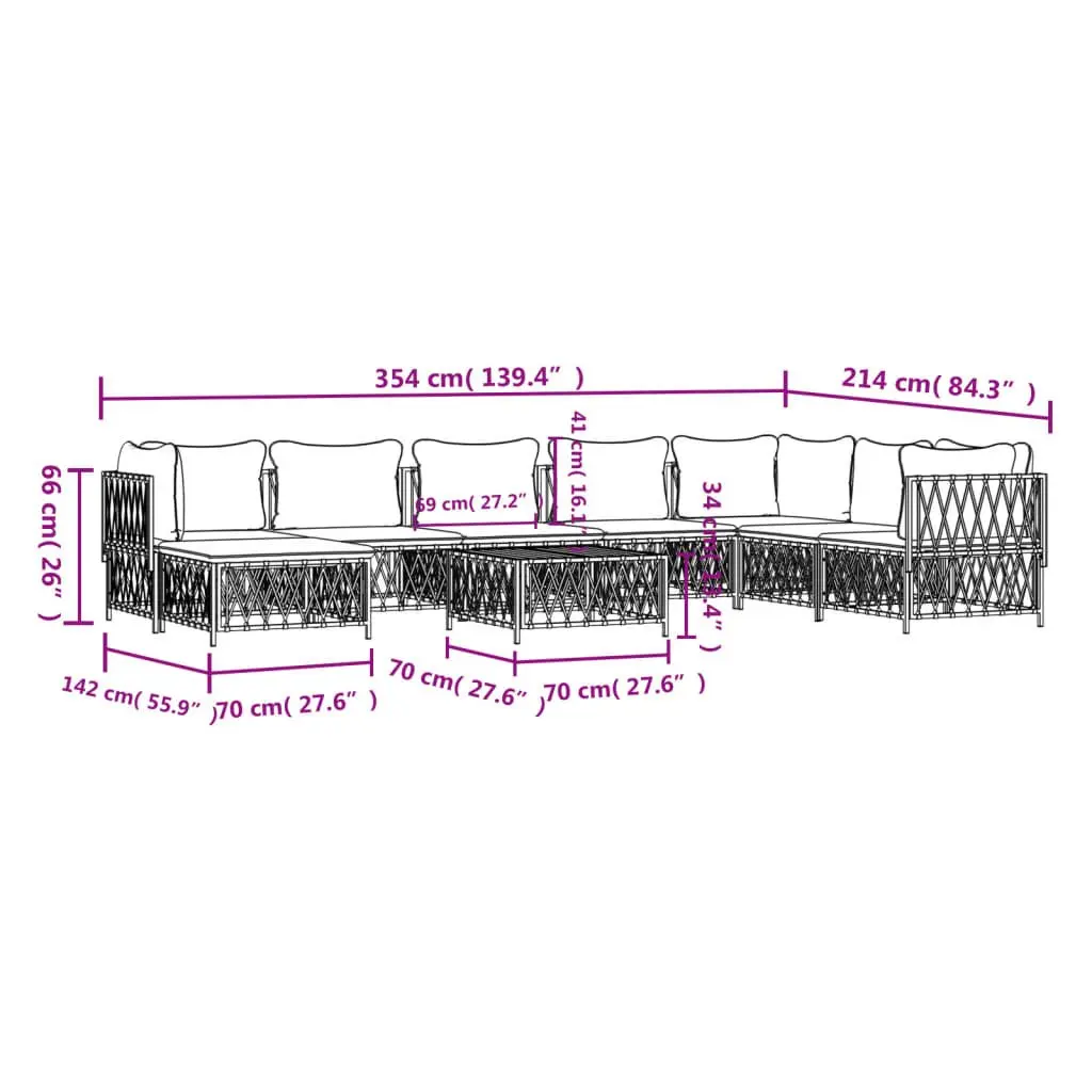 9 Piece Garden Lounge Set Modular Sofa Woven Fabric Anthracite Powder-coated Steel