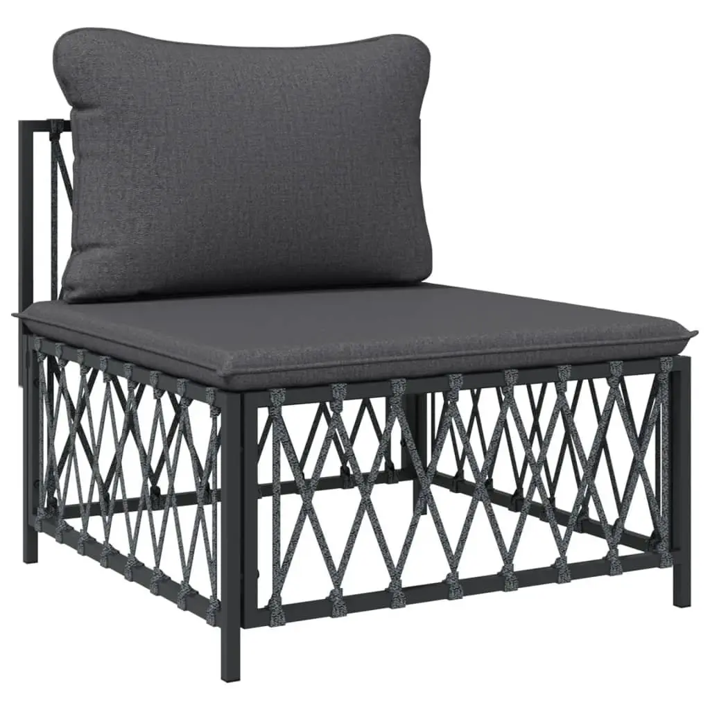 Garden Lounge Set Powder-coated Steel Modular 7 Piece Outdoor Furniture with Woven Fabric Cushions Anthracite