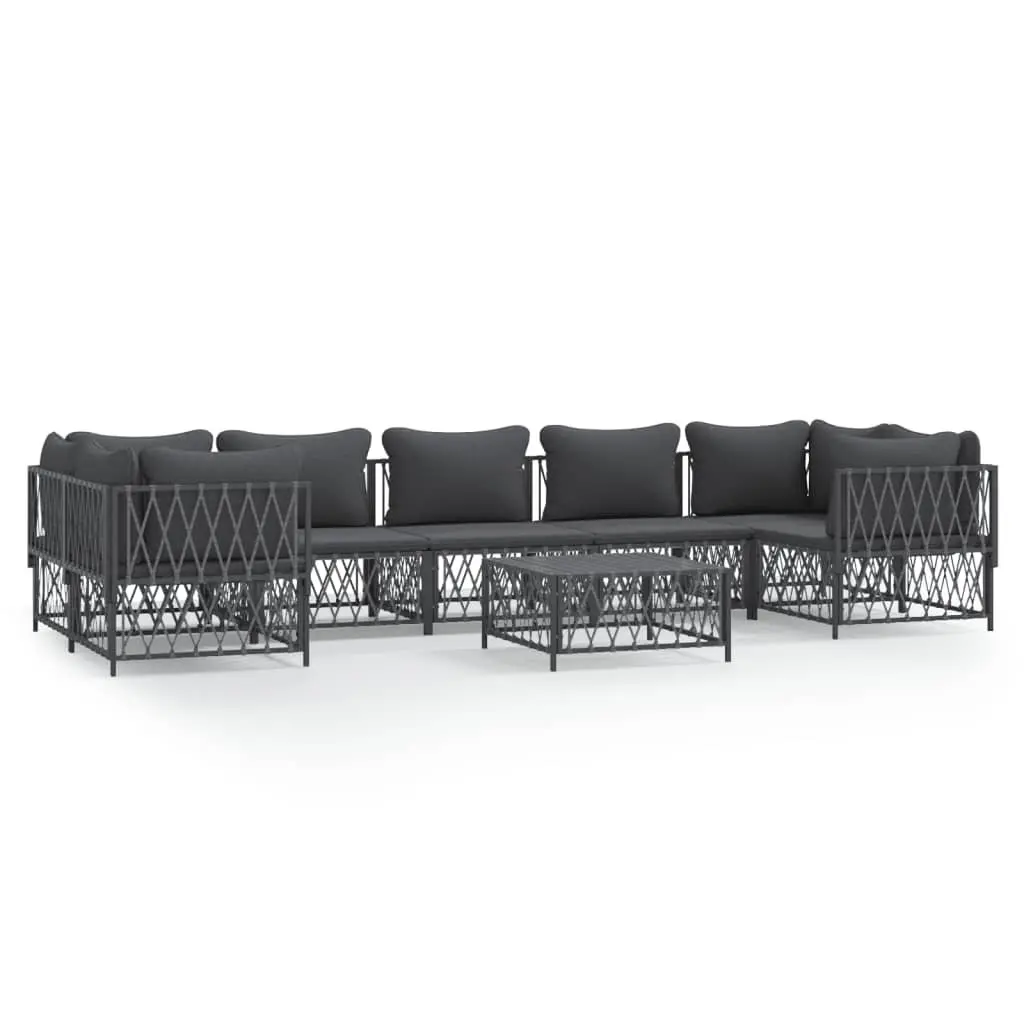 Garden Lounge Set 8 Piece Modular Outdoor Furniture Anthracite Steel Frame