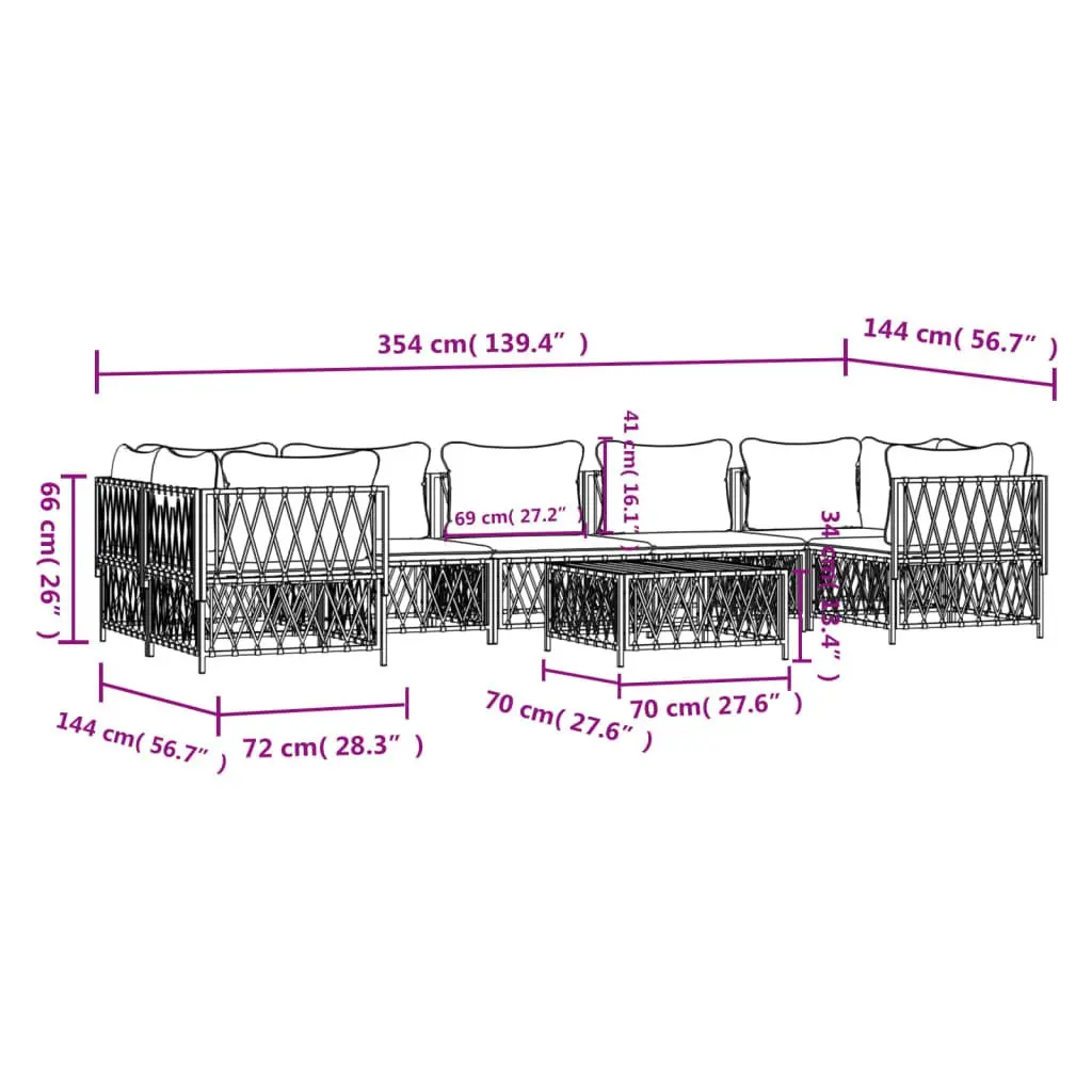 Garden Lounge Set 8 Piece Modular Outdoor Furniture Anthracite Steel Frame