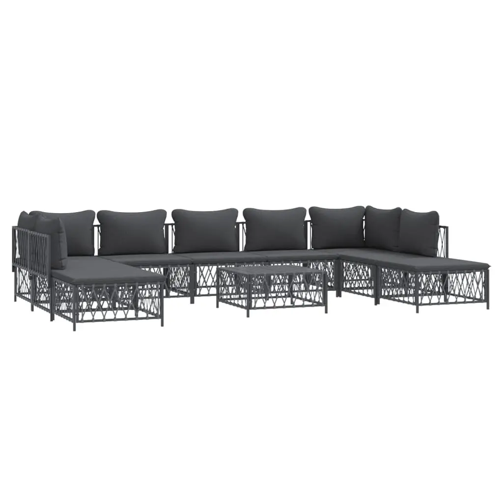 Garden Lounge Set Modular Woven Fabric 10 Piece Outdoor Furniture Anthracite