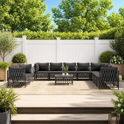 11 Piece Modular Outdoor Sofa Set with Anthracite Cushions