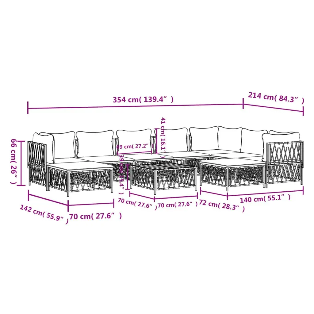 Garden Lounge Set Modular Sofa 10 Piece Powder-coated Steel Anthracite Woven Fabric with Cushions