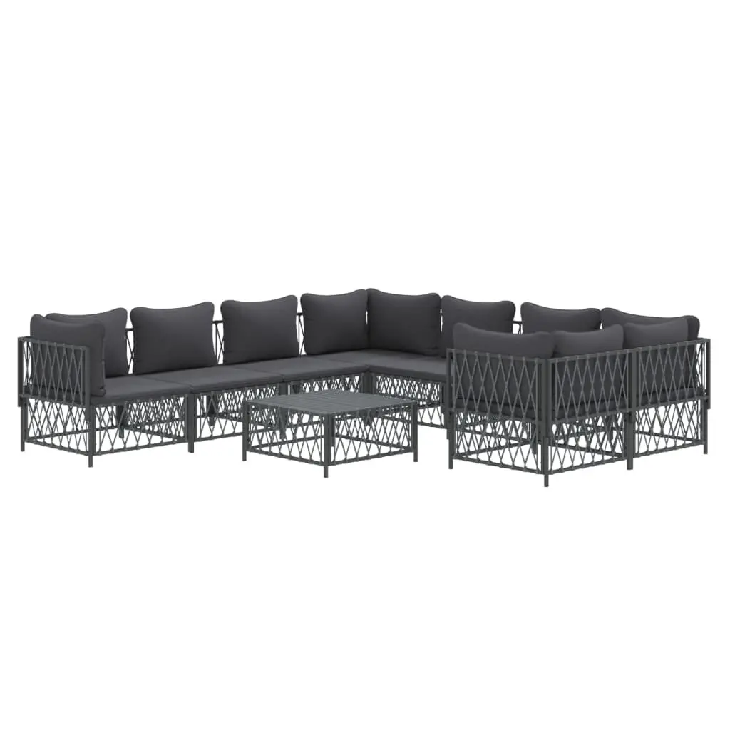 Garden Lounge Set Modular Sofa Anthracite Steel Frame 9 Piece