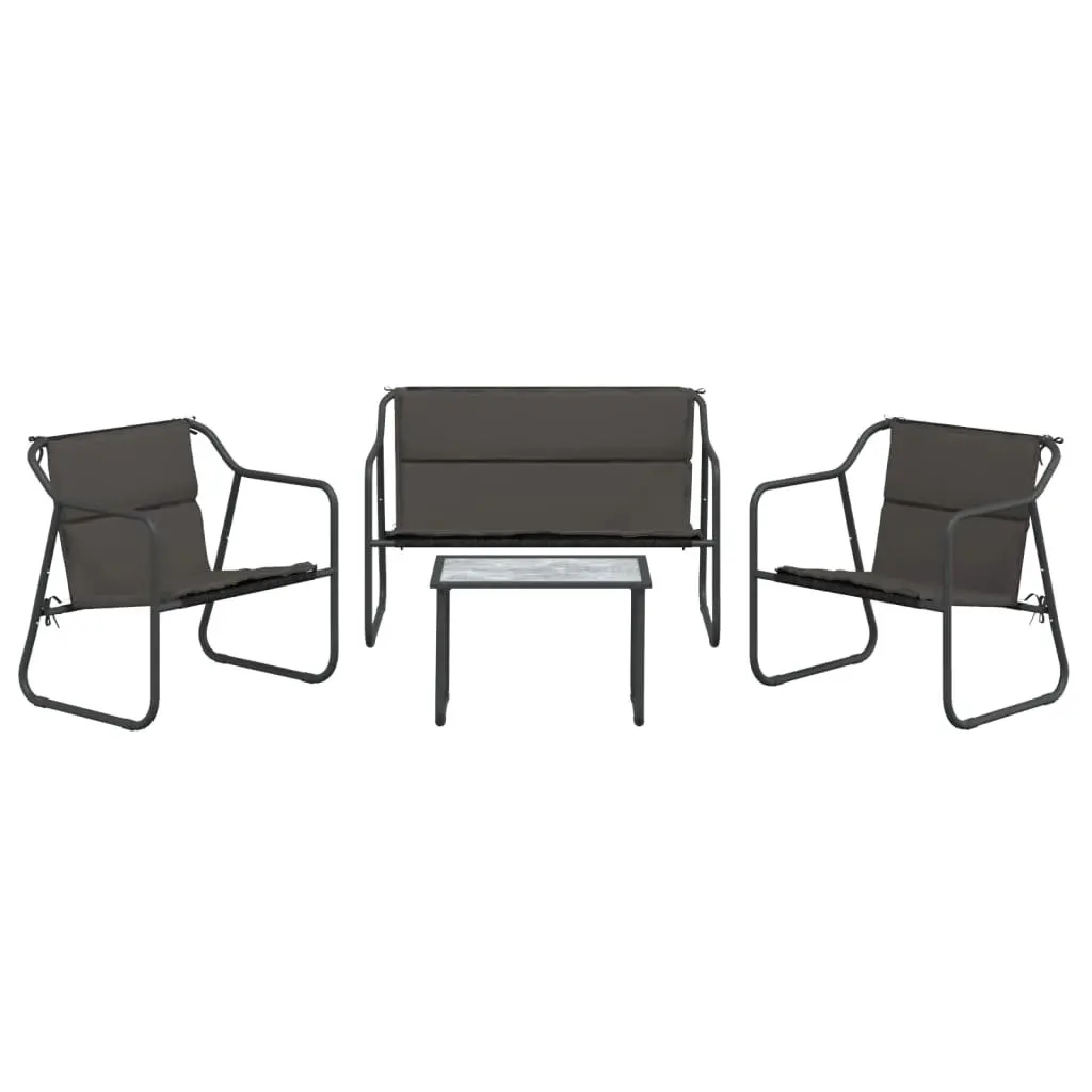 Outdoor Lounge Set Steel Frame Textilene Fabric 4 Piece Anthracite