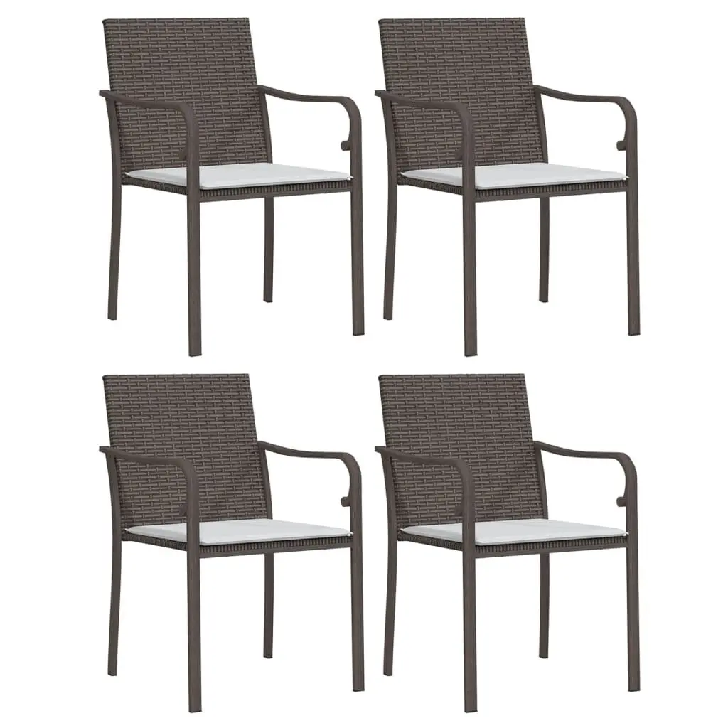 Garden Dining Set Poly Rattan Steel 5 Piece Outdoor Furniture Brown with Cushions