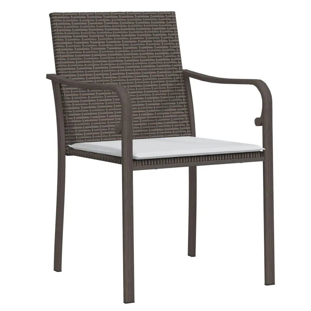 Garden Dining Set Poly Rattan Steel 5 Piece Outdoor Furniture Brown with Cushions