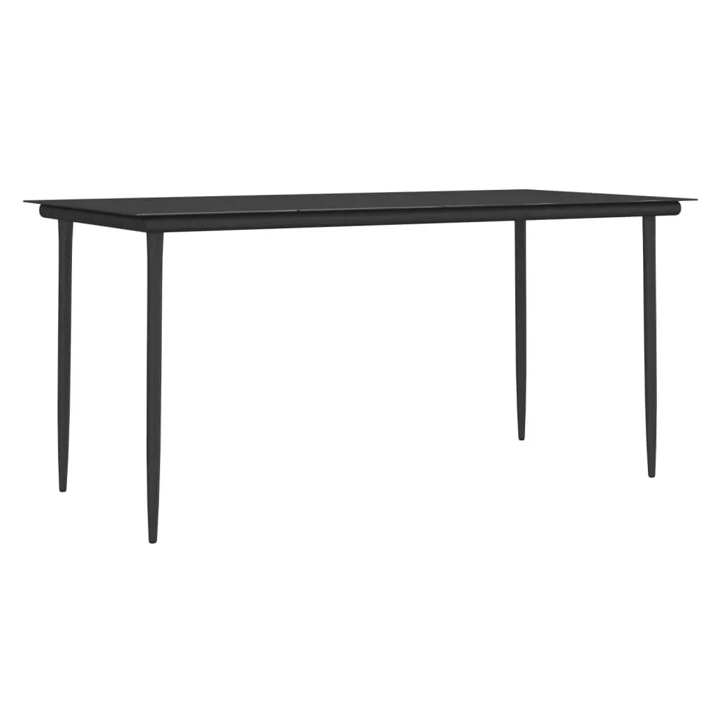 7 Piece Outdoor Dining Set Brown Poly Rattan with Cushions Steel Frame Tempered Glass Table
